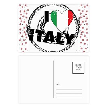 Imagem de I Love Italy Bandeira com a palavra Love Heart Pattern Christmas Christmas Flower Celebration Cartão postal Blessing Mailing Card