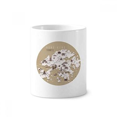 Imagem de Hong Kong Mapa Localização China Escova de Dentes Suporte Caneca, Suporte de Cerâmica