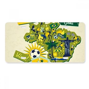Imagem de DIYthinker Placa de licença de futebol de verão Welcom Brasil, etiqueta de aço inoxidável para decoração de automóveis