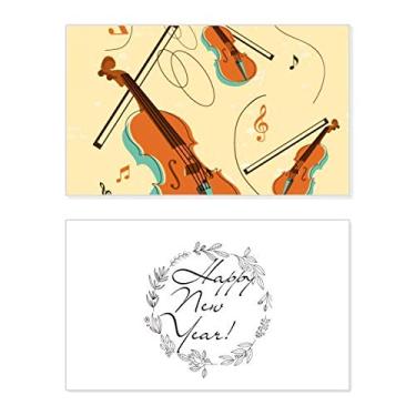 Imagem de Violino Instrumentos Musicais Padrão Ano Novo Festival Cartão de felicitações Bless Mensagem Presente
