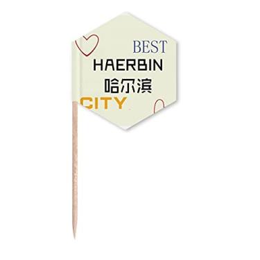 Imagem de Ícone de cidade do gelo da China Art Deco, bandeiras de palito, palitos de cupcake, festa celebração