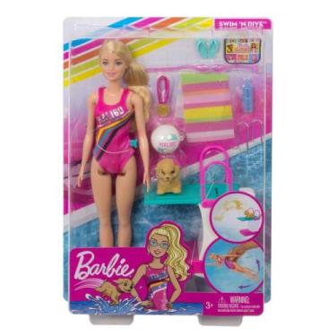 Imagem de Boneca Barbie Dreamhouse Adventures Nadadora Com Pet Mattel