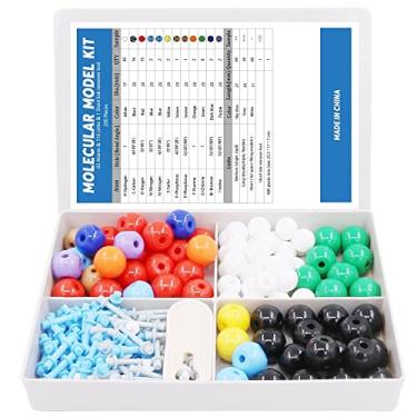 Imagem de Swpeet Kit de modelo molecular de 200 peças para química orgânica e inorgânica, modelo molecular de química para estudantes e professores – 83 átomos e 116 elos e 1 ferramenta de remoção de elos curtos