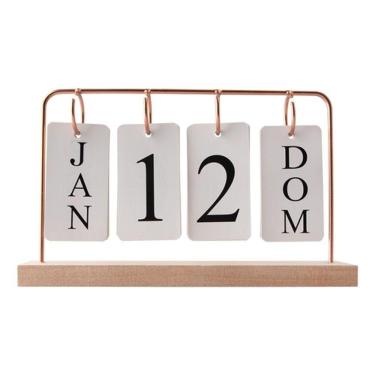 Imagem de Calendário Permanente De Mesa Madeira Home Office Decoração