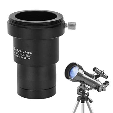 Imagem de M ugast Lentes Barlow, lentes de ampliação de metal 1,25" 5X, lentes de telescópio astronômico de rosca T2/M35, preto