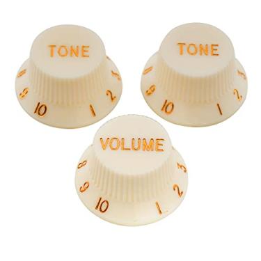 Imagem de Musiclily Pro Imperial Inch Size Kit 3 Knobs de Plástico 1 Volume 2 Tone para Guitarra estilo Stratocaster, Pergaminho