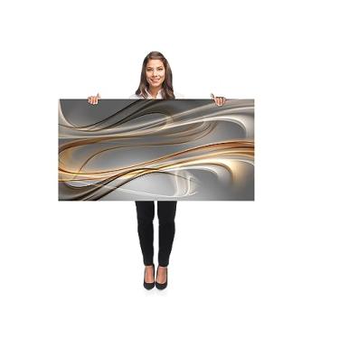 Imagem de Quadro Decorativo Grande sala Abstrato Cinza Dourado 100x50 Quadro para Quarto Hall Abstrato