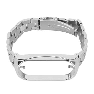 Imagem de Pulseiras Smartwatch, Pulseira de Substituição de Aço Inoxidável 304, Acessório de Proteção Sólido, Liga de Zinco para Relógio (Prata)