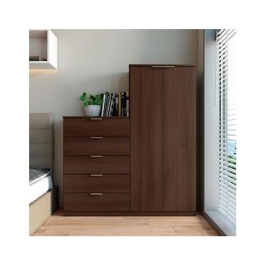 Imagem de Cômoda Sapateira Bartira Roma com 2 Portas e 5 Gavetas - 122cm de largura