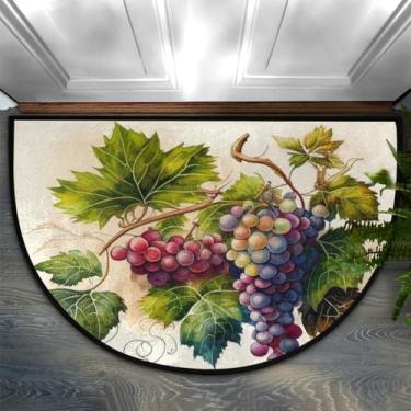 Imagem de Pintura à mão, fruta, uva, meio-redondo, capacho lavável, semicircular, tapete antiderrapante, absorvente, meia lua, tapetes para interior e exterior, cozinha, casa de banho, quarto, sala de estar, lareira, tapete decorativo