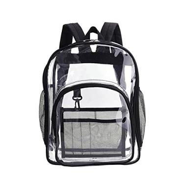 Imagem de Mochila Para Laptop Bolsas Escolares Confortável Para Transporte Bolsa Transparente Preta PVC Transparente à Prova D'água Grande Capacidade Para Estudantes Universitários 36x28x12cm