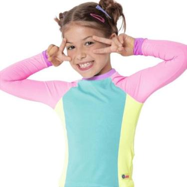 Imagem de Camiseta Para Nadar Color Block Infantil Menina Moda Praia Puket 11040