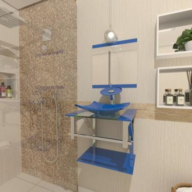 Imagem de Gabinete De Vidro Para Banheiro 40cm Inox Azul