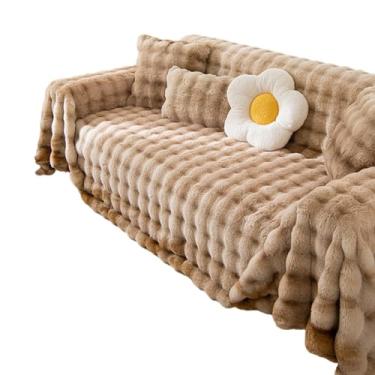 Imagem de Engrossar Coelho Pelúcia Sofá Almofada Inverno Quente Sofás Esteira Toalha Anti-deslizamento Universal Capas Sofá Macio Cobertor Sofá Pelúcia Coelho Cobertor