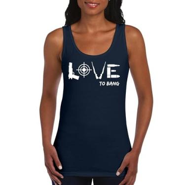 Imagem de Camiseta regata feminina Love to Bang 2nd Amendment 2A Gun Right to Bear Arms Veteran Dont Tread on Me American Patriotic, Azul marinho, P