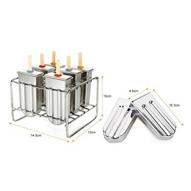Imagem de Molde de picolé de Aço Inoxidável Faça você Mesmo Com Suporte de Bastão de Madeira, Guloseimas Caseiras Saudáveis, Tecnologia Sem Costura de Soldagem por robô, Ferramenta de