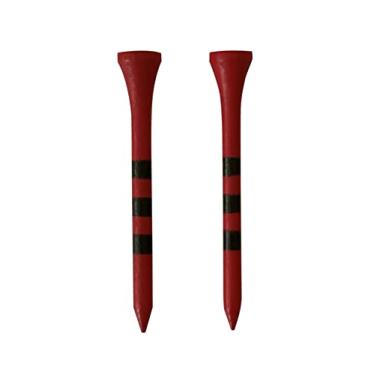 Imagem de Golf Tees Etc. Camisetas de golfe de madeira de 6 cm e 9,5 cm com listras de altura de precisão - Pacote com 100 (vermelho/preto ou branco/preto) (6 cm, listras vermelhas/pretas)