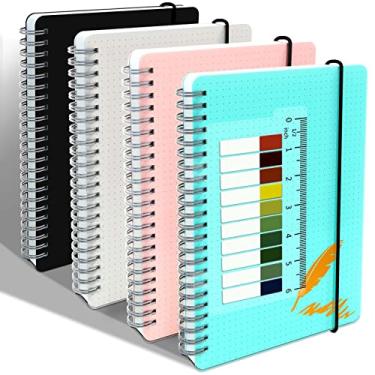 Imagem de Yiozojio Caderno espiral – Caderno pontilhado 21,6 x 28 cm – Caderno grande A4 para trabalho para escola – Caderno de pontos, 4 unidades, 80 folhas cada, cadernos fofos para mulheres