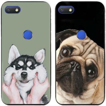 Imagem de 2 peças Husky Pug Dog impresso TPU gel silicone capa de telefone traseira para Alcatel Series (Alcatel 1V 2019)