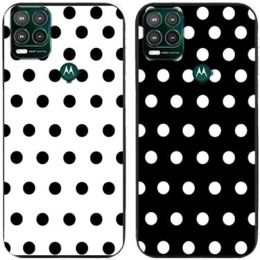 Imagem de 2 peças preto branco bolinhas impressas TPU gel silicone capa de telefone traseira para Motorola Moto todas as séries (Moto G Stylus 5G)