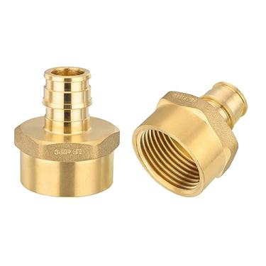 Imagem de (pacote com 2) EFIELD Pex A Conexões de latão de expansão de fluxo total 3/10.2 cm Pex x adaptador NPT fêmea de 2,5 cm, ASTM F1960 apenas para tubos Pex A (2)
