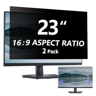 Imagem de Filtro de tela de privacidade de computador 23 polegadas, pacote com 2, tela de privacidade de monitor widescreen removível 16:9, proteção de privacidade de luz azul antirreflexo, suporta uso nos dois