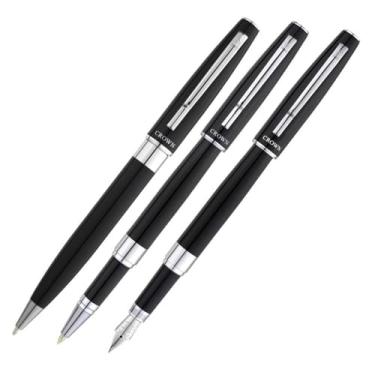 Imagem de Conjunto De Canetas Crown Barcelona Tinteiro Rollerball Esferográfica preto DI95550P