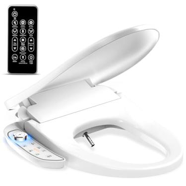 Imagem de Assento elétrico inteligente para bidê – Design aquecido e alongado com lavagem com água morna, controle remoto sem fio e bocal autolimpante | Inclui tampa de fechamento suave, luz noturna de LED e