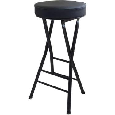 Imagem de Banco de bar dobrável - Banco dobrável sem encosto, cadeiras dobráveis ​​internas para cozinha ou sala de recreação Bancos de balcão portáteis, preto a, 63 cm/25 pol., 1 unidade