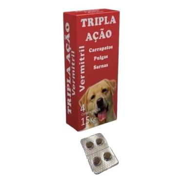 Imagem de Vermitril - Anti Pulgas E Carrapatos 4 Comprimidos Para 15kg Cada
