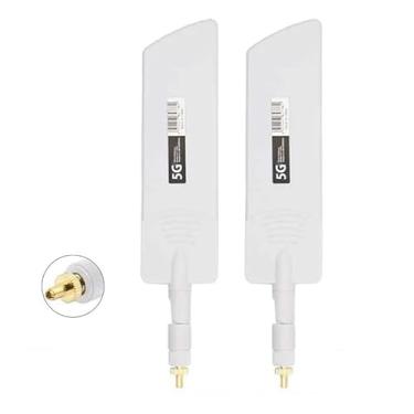 Imagem de Roteador Banyanxin 5G 4G 3G 2G GSM WI-FI 40 Dbi antena dobrável de alto ganho faixa de sinal 600-6000 MHz conector TS9 SMA macho 2 peças (branco TS9)