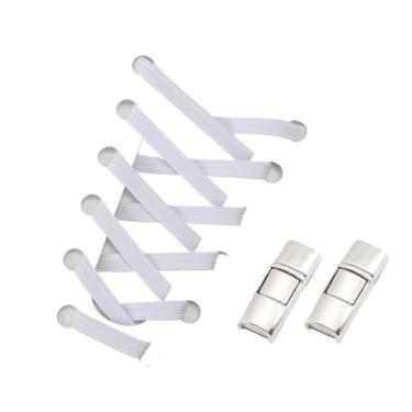Imagem de No Tie Shoe Laces Men And Women Sneakers Metal Lock Lazy People Shoelace Elastic Shoelaces Shoe Accessories(White)