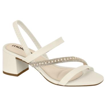 Imagem de Sandália Salto Grosso Moleca 5496.102 Feminina - Branco Off