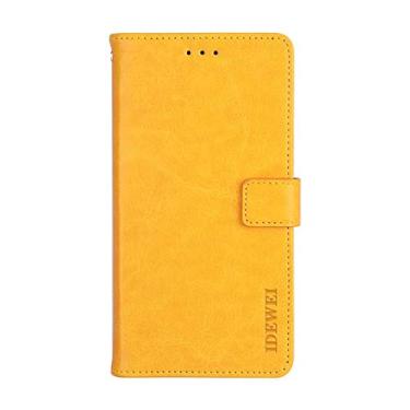 Imagem de NEKOYA Capa compatível com Sony Xperia M4 Aqua, capa carteira flip de couro com compartimento para cartão, suporte e fecho magnético, capa para Sony Xperia M4 Aqua Yellow