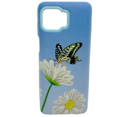 Imagem de Capa Celular Compatível com Motorola Moto G 5G Plus XT2075 Com Suport Para Dedos (Azul Margarida Borboleta)
