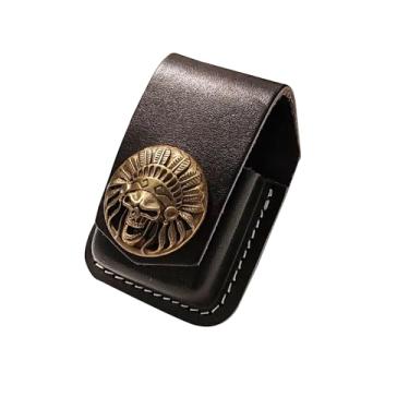 Imagem de Fliptop Estojo de couro para isqueiro, estojo de cinto de isqueiro à prova de vento de querosene, suporte de isqueiro de couro de vaca feito à mão com laço de cinto, serve para isqueiros padrão à