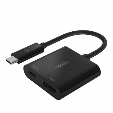 Imagem de Belkin Adaptador USB C para HDMI + porta de carregamento USBC para carregar enquanto você exibe, suporta vídeo UHD 4K, alimentação de passagem de até 60 W para dispositivos conectados, compatível com