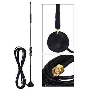 Imagem de YOTENKO Antena 10 dBi 433 MHz meia onda dipolo SMA macho cabo de antena - 3M com base de suporte magnético para amplificador de sinal de rádio amador repetidor sem fio Walkie Talkie