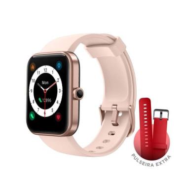 Imagem de SmartWatch KaBuM! smart 700, Rosé, Pulseira Extra Vermelho, Compatível
