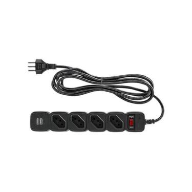 Imagem de Protetor Eletronico Com 4 Tomadas E 2 Usb - Epe 204 Usb Pt+ - Intelbra
