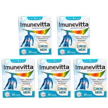 Imagem de Kit 5 Cálcio Mdk Magnésio Vitamina D K 60 Cáps. Imunevitta