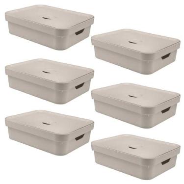 Imagem de 6x Caixa Organizadora Multiuso 16L OU Bege 13x35x45cm