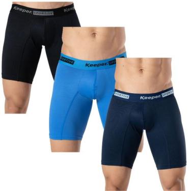 Imagem de Kit 3 cuecas boxer long leg mais compridas para corrida treinos academ