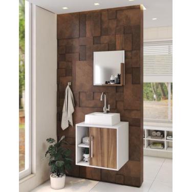 Imagem de Gabinete P/Banheiro C/cuba Q32 e Espelheira Soft 50cm - Compace, Branc