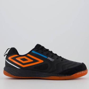 Imagem de Chuteira Umbro Pro 5 Bump Futsal Preta e Laranja, 42