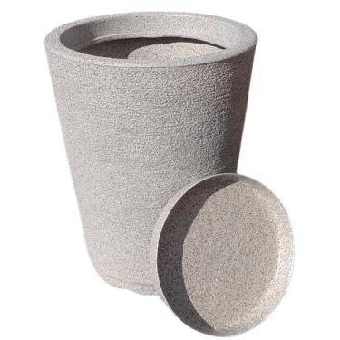 Imagem de Vaso para planta coluna decorativa grafiato de luxo com prato - 36x31 