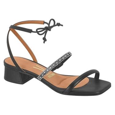 Imagem de Vizzano, SANDÁLIA FEMININA VIZZANO 6454.125 SALTO BLOCO BAIXO 4 CM TIRA EM STRASS Cor:Preto;Tamanho:35