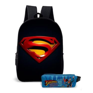 Imagem de Kit Mochila com Estojo Escolar Infantil do Super Man menino - Use Thuc
