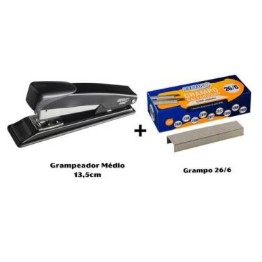 Imagem de Kit Grampeador Médio 13,5cm + Grampo 5000 Un. p/ 20 Fls BRW