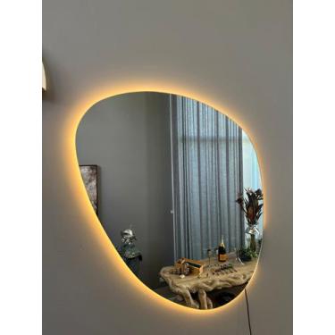 Imagem de Espelho Orgânico Grande Com Led 80x60cm Lapidado - V.A Decor